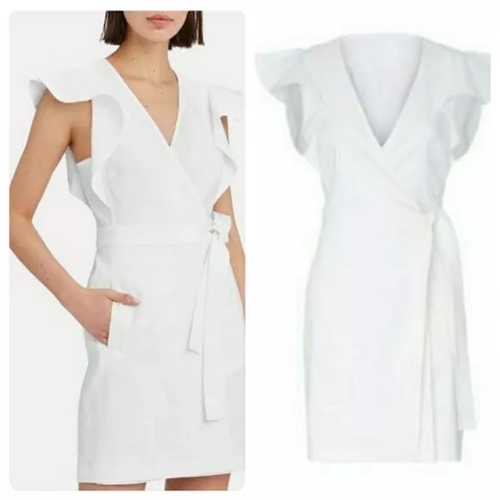 alc white sidelle wrap dress
